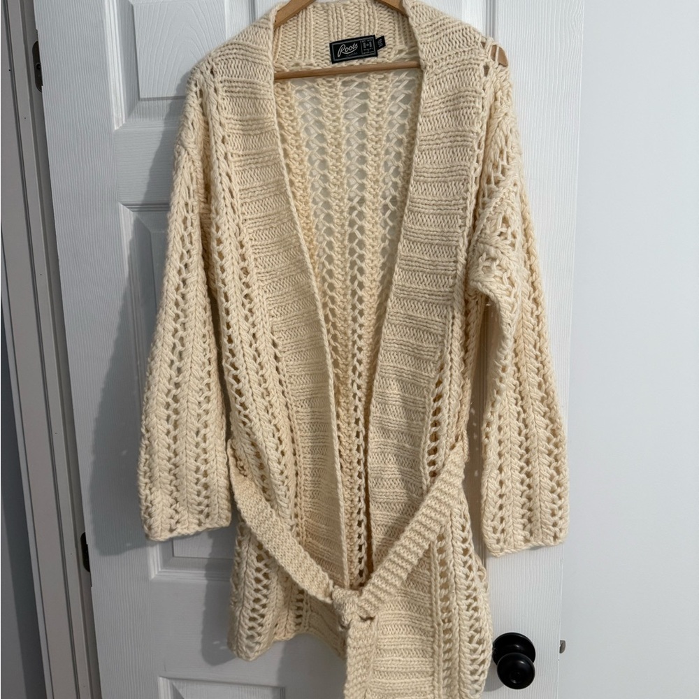 Roots Cream Open-Front Cardigan